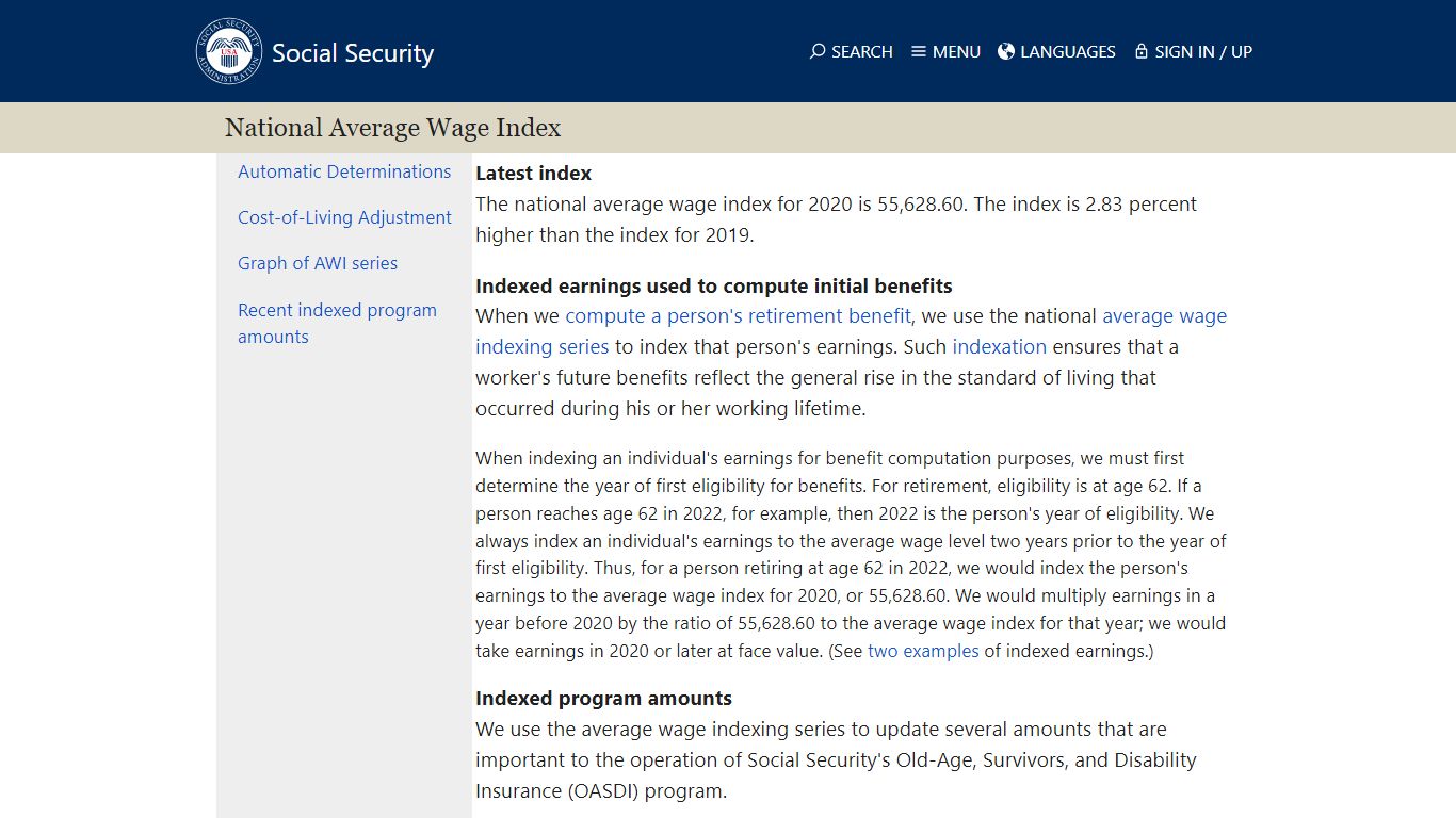 National Average Wage Index - Social Security Administration